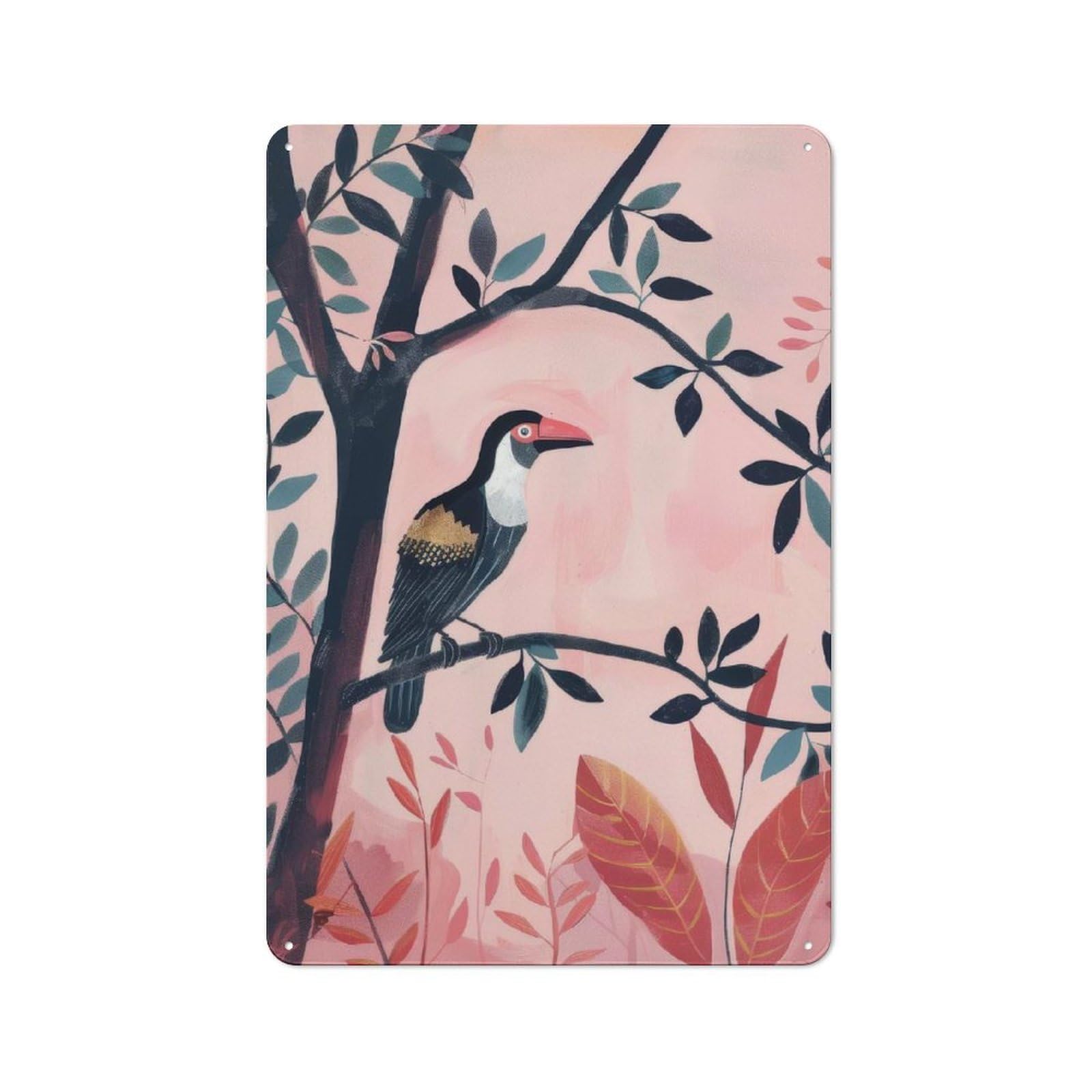 Junmoney Bird On Branch Retro Metal Wall Sign 30X20cm With For Café Or Home Bar, For Cooler-Season Styling In Café And Home Bar