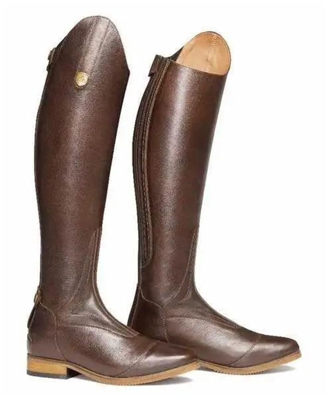 Women Riding Knee High Boots Leather Equestrian Style Wide Shaft Long Horseback Boots