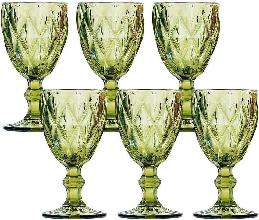 LYOR - Taça de Água de Vidro Diamond Verde 300ml