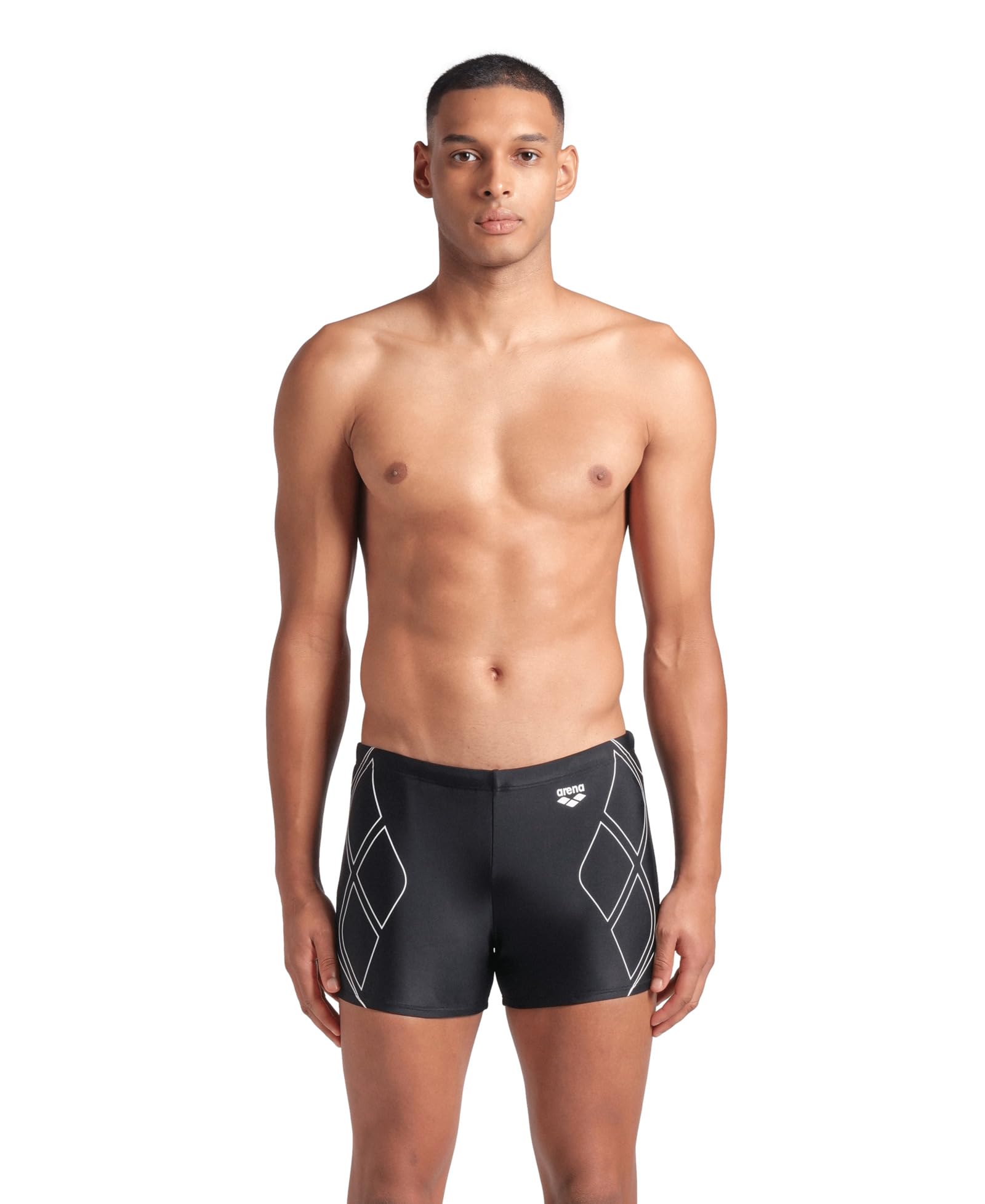 arena Feel Graphic Short Swimming Trunks for Men, Stretchy Beach and Pool Shorts, MaxFit Eco Fabric, Resistant to Chlorine and Salt with UPF 50+ UV Protection, Men's Swimming Trunks with Front Lining