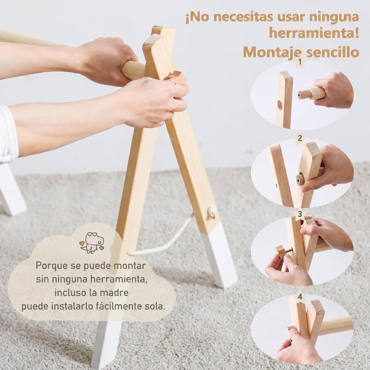 Gimnasio de juego para recién nacido, arco de madera para bebé, centro de actividades, diseño blanco, arco de juego extraíble, para guardería