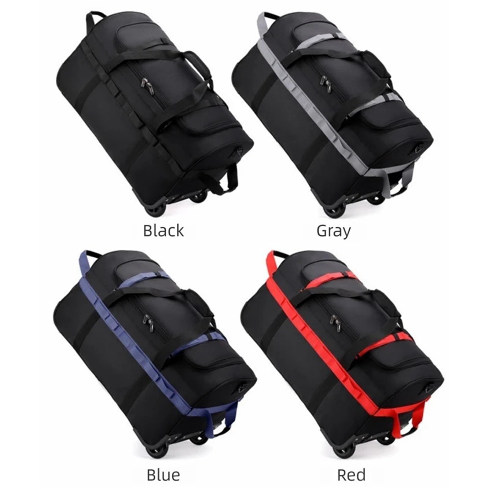 Borsone da Viaggio con Ruote Borsone con ruote resistente, pieghevole, impermeabile, tracolla regolabile e tasche for viaggi palestra(Grey)
