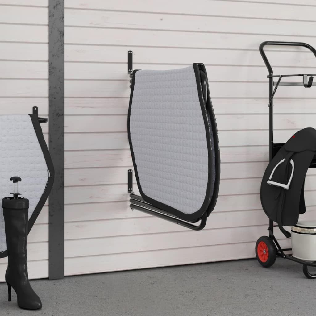 Mangloder - Soporte para techo de sillín con 3 brazos de hierro negro, soporte de pared para sillín de caballo, soporte para sillín, organizador, estructura robusta, versátil para establo, cámara de