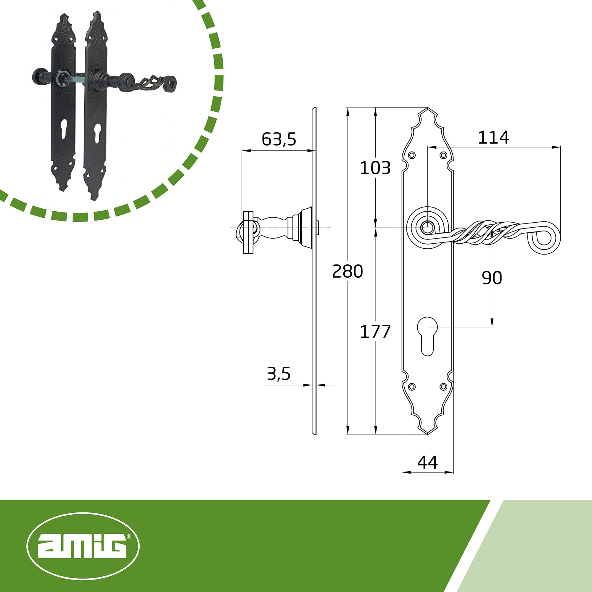 Amig Handle 102pb90 280x45 Black, 280 x 45 mm - Image 4