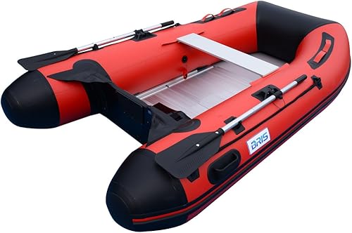 BRIS Bote inflable de 8.8 pies de barco pontón de pesca tierno con piso de aluminio