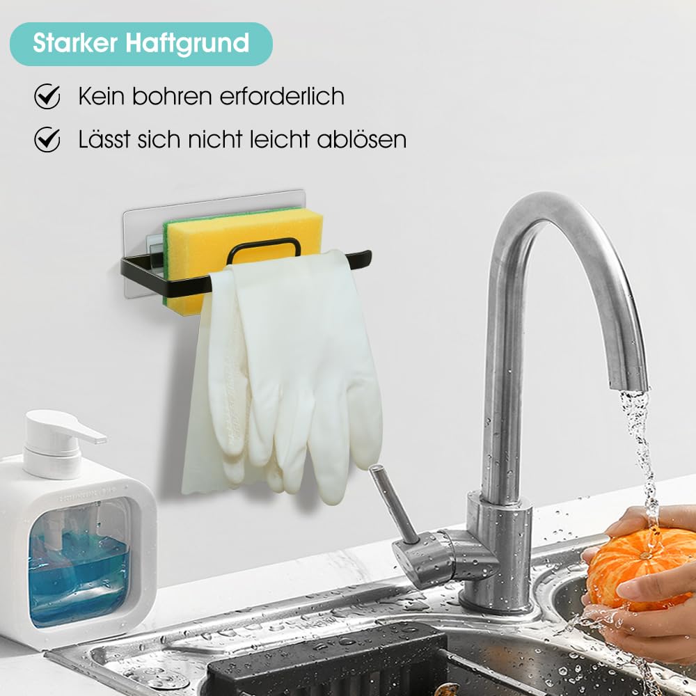 Porte-Éponge Mural Adhésif 2 Pièces - Support Pour Éponge Inox, Pour Cuisine Et Salle De Bain, Facile à Installer