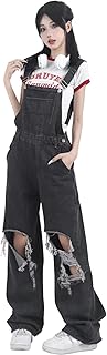 [TYYRBMG] ダメージジーンズ レディース オールインワン サロペット アメカジ オーバーオール ロングパンツ ワイドパンツ ストレート 大きいサイズ 長ズボン 着瘦せ カジュアル 春 夏服 個性 休学旅行 きれいめ