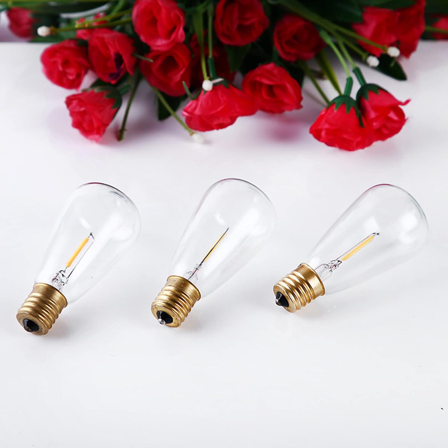 Lxcom Lighting 25 Pack LED String Light Bulbs, ST38 Eidison LED Bulbs for String Lights E12 Base Warm White 2700K,0.65 watt Equivalent to 6 Watts Incandescant Bulbs,Glass Material