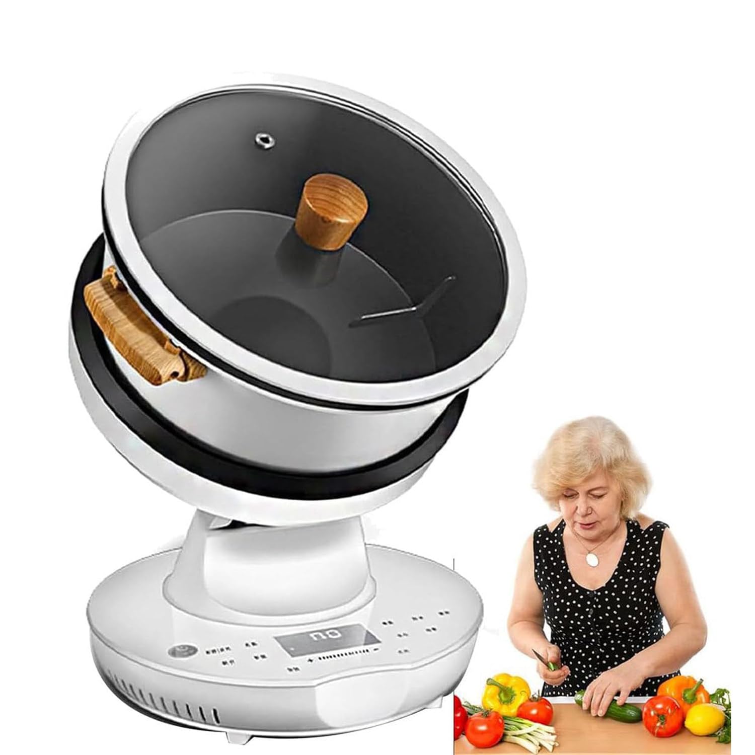 LINCYS 8l Full Automatic Cooking Machine, Auto Cooking Wok Fried Rice Machine, Adjustable Speeds 360°Automatic Stir Fry Robot,Perfect For Christmas & New Year Parties