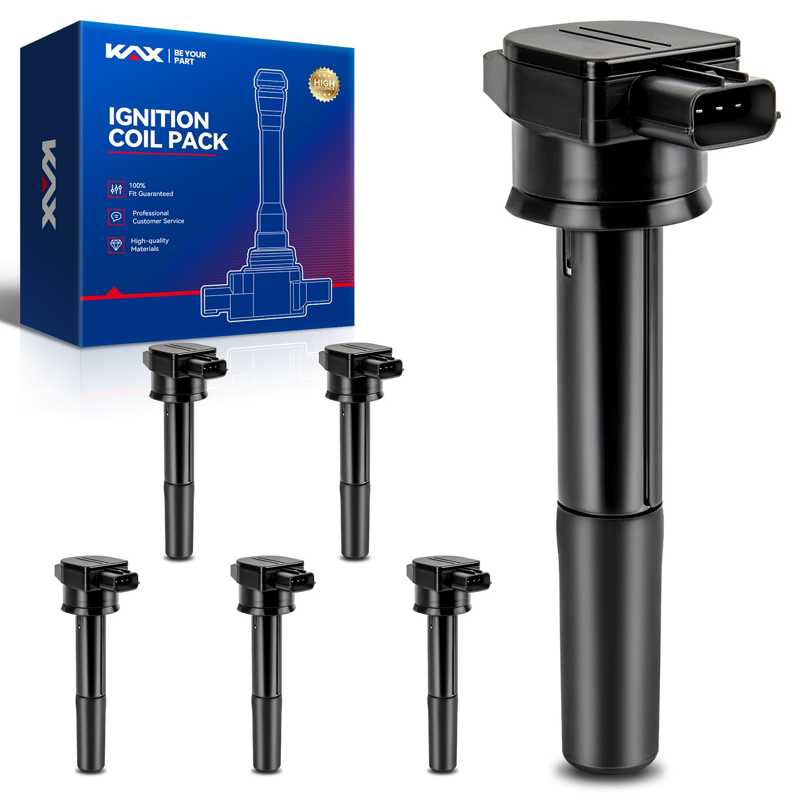 KAX Pack of 6 UF481 Ignition Coil Set for Mitsubishi Endeavor 2004-2008, Mitsubishi Galant 2004-2007 3.8L, UF481