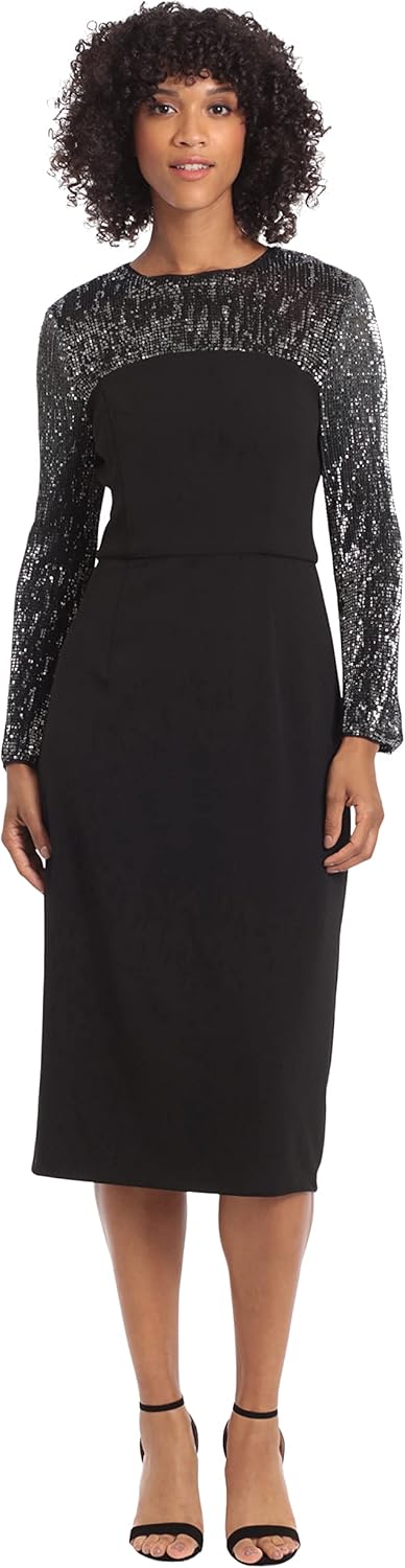 Maggy London Womens Long Sleeve Tie Back Occasion Dress Party Event Guest of Wedding - Image 2