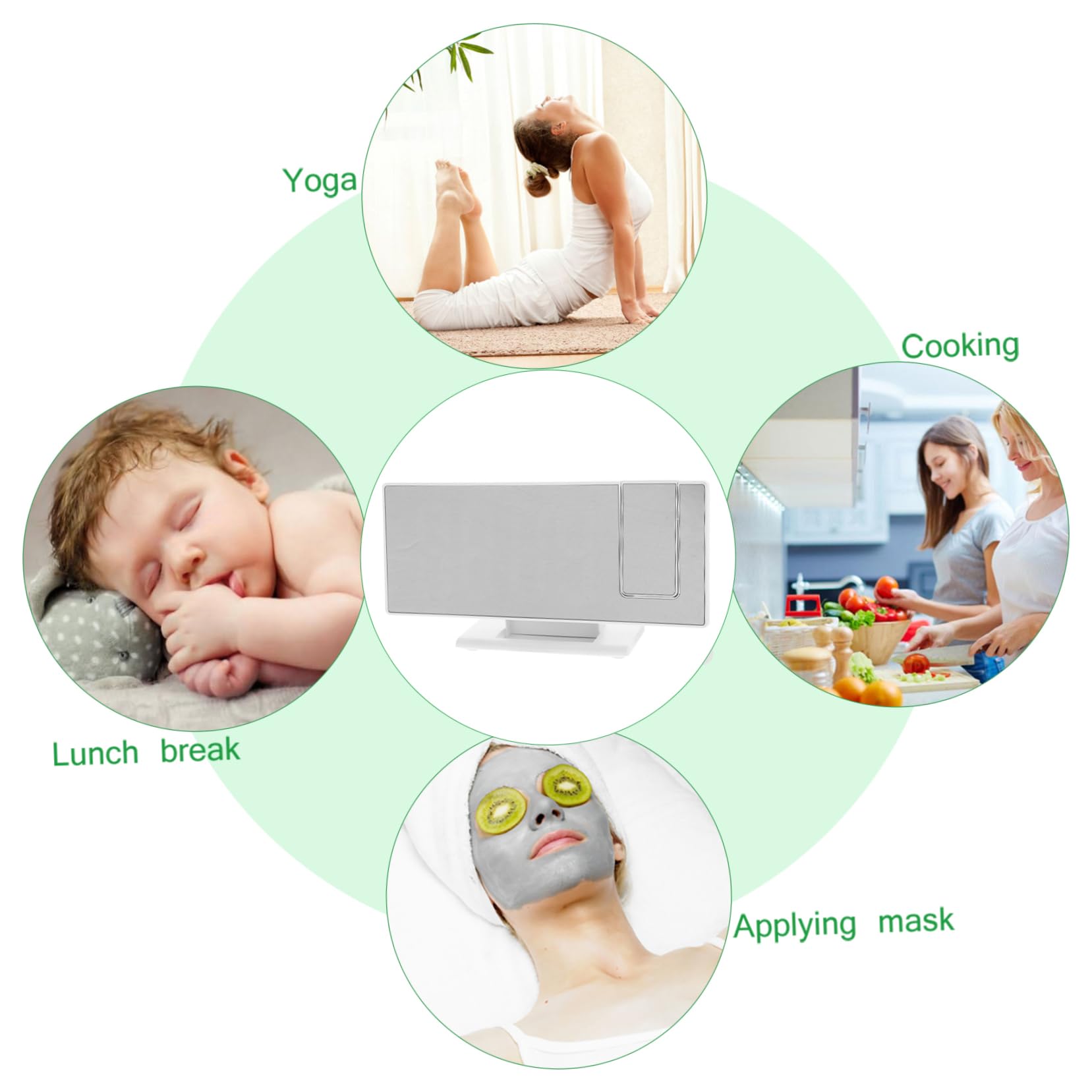 Ciieeo LED Projektionswecker Weiß mit Großem LED Display für Schlafzimmer