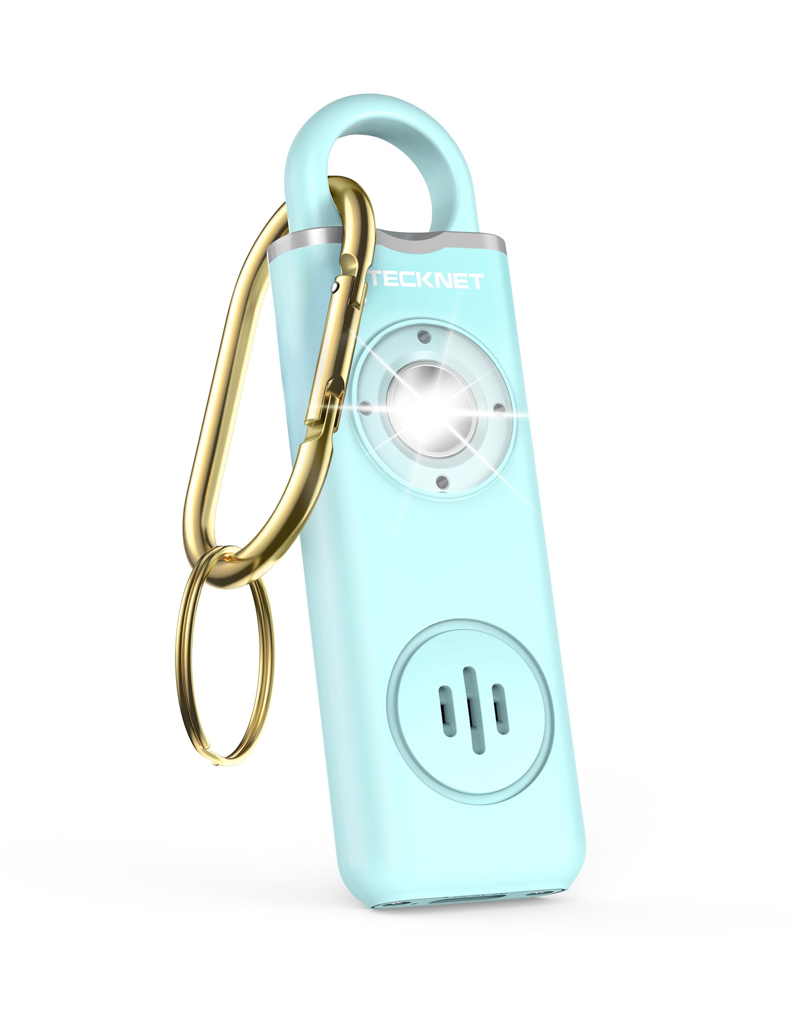 TECKNET Alarma Personal de Emergencia, 130dB con Luz Estroboscópica, Recargable, Llavero de Alarma de Seguridad para Ancianos/Mujeres/Niños/Alarmas de Seguridad de Autodefensa