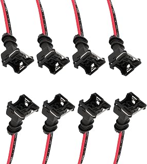 8 PCS Car Fuel Injector Connector, Standard Specification Injector Socket with Extended Pigtail Wiring Harness, Waterproof Shell + Copper Core Plug, Universal for Most Cars (Black)