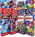 Marvel Superheroes Avengers & Spiderman Jigsaw Tower Puzzle Set, Pack of 4 (Total 192pcs) - Preschool Educational Toys Healthy Brain Development for Kids Girls Boys by Cardinal