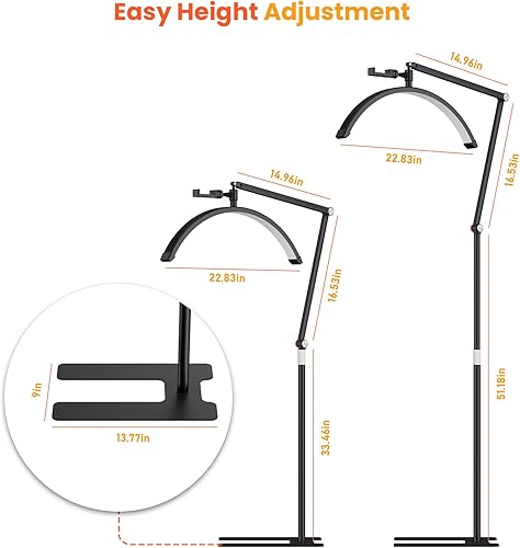Miniatura 3 de Andoer Luz de pestañas regulable para tecnología de pestañas, luz esteticista en forma de media luna con soporte para teléfono, iluminación cálida