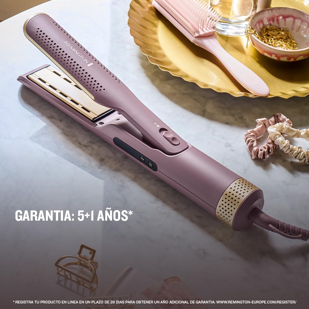 Remington Plancha de Pelo con Aire Ionizado AIRvive Moldeador [2 en 1: uso en seco y húmedo, tecnología Ionic Air, protección antiencrespamiento, LED, placas más anchas, punta fría] AS8930