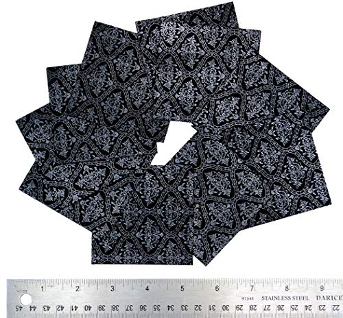 Stonestreet Embossed Leather Scraps For Jewelry, 10 Ornate Print Leather 3”X3” Pieces, Pearl Renaissance Cracked Ice Prints On Black Suede Leather Earrings And Crafts #TOP1