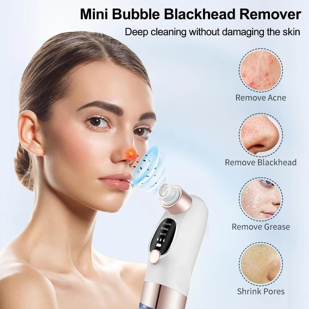 Aspirateur Point Noir Extracteur de Comédons Nettoyage des Pores avec 6 Sondes 3 Modes, Professionnel Extracteur de Point Noir Electrique Tire Nettoyant de Pores Soin Visage