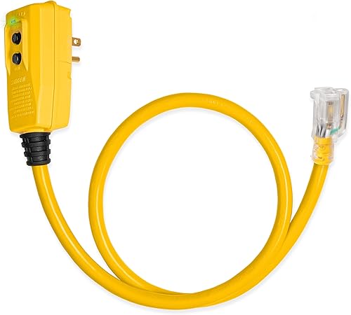 Iron Forge Cable - Extensión amarilla iluminada para exteriores, 123 SJTW, resistentes, 5 longitudes a elegir
