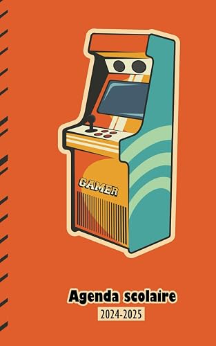 Agenda Scolaire: jeux d'arcade rétro vintage. Planificateur journalier pour l'école, collège et lycée, Une page par jour pour noter les devoirs.
