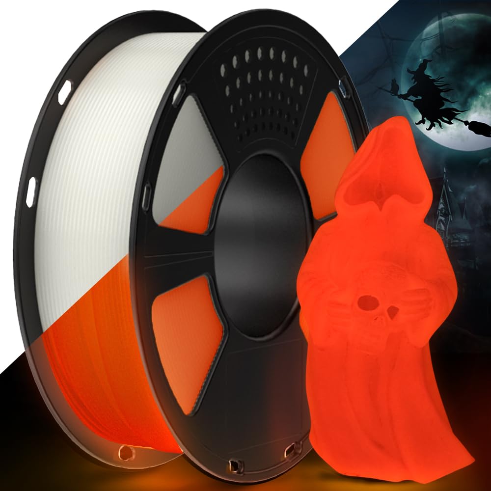 GEEETECH Glow in The Dark PLA Orange Red Filament, 3D Printing Luminous Filament 1.75mm, Best with UV Lamps, 1kg Spool (2.2lbs), Dimensional Accuracy