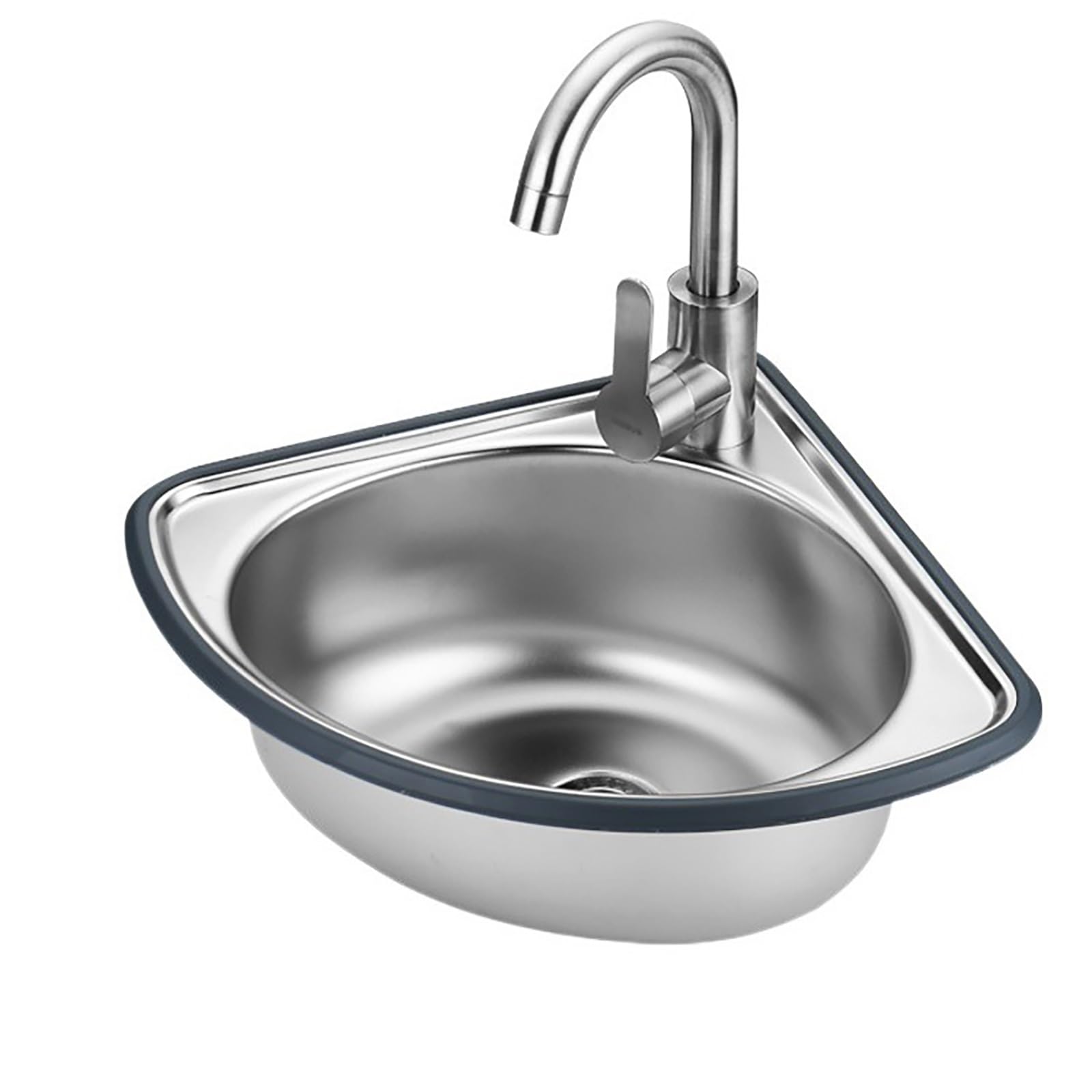 Pequeño Fregadero De Esquina De Acero Inoxidable,Lavabo De Baño De Montaje En Pared Triangular,Lavabo De Lavabo De Un Seno Triangular Pequeño,Con Escurridor,Acabado Cepillado
