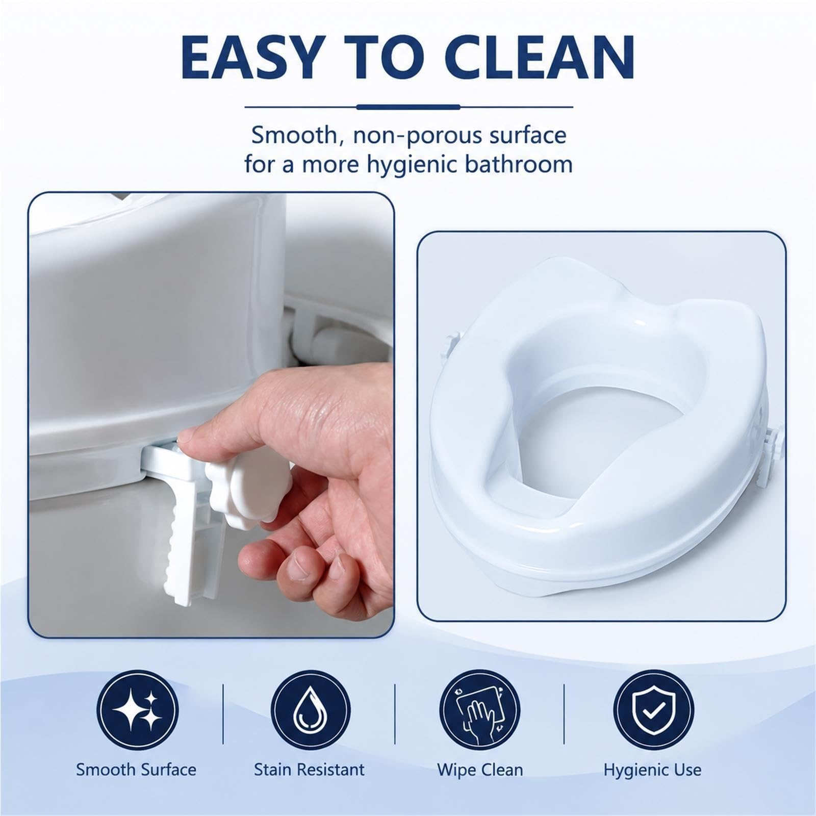 Raised Toilet Seat with Lock, Portable Toilet Seat Riser