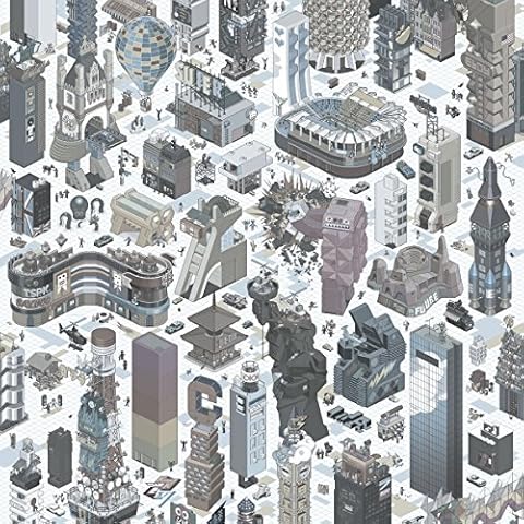 DansLemur 5003-3 - Papel pintado tradicional con diseño de ciudad moderna en 3D Cover