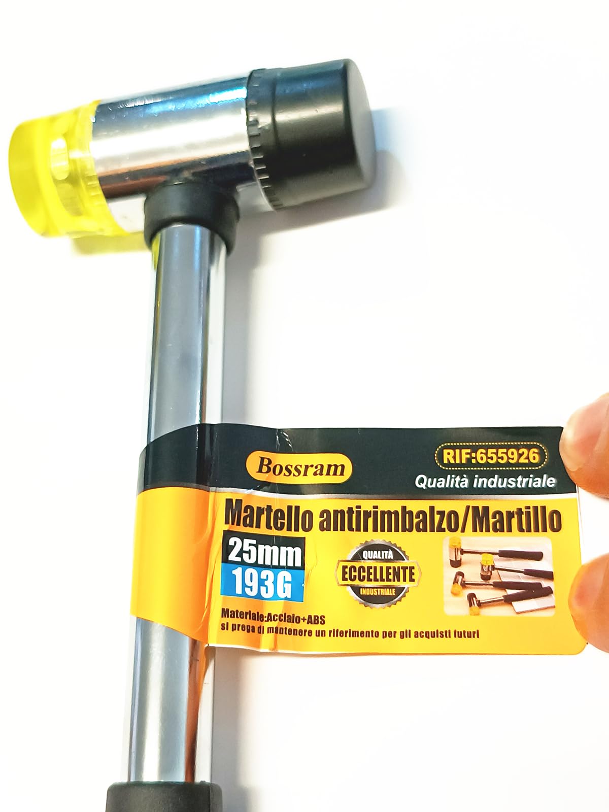 Martello Antirimbalzo di Gomma Doppio con Impugnatura Antiscivolo 25mm 173 grammi