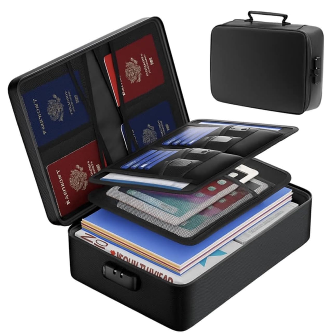 Fireproof Document Case by Manhattan International. Best for storing documents in a 3-Layer Fireproof Document Bag. Water Resistant with Lock for Important Documents, Certificates, Passports.