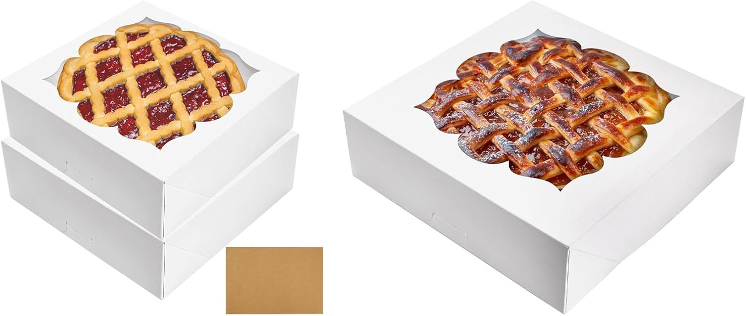NPLUX Bundle of 20 Pack Pie Boxes and 30 Pack Pie Boxes for Pies, Cheesecake, Cookies, Muffins and Chocolate Covered Strawberries