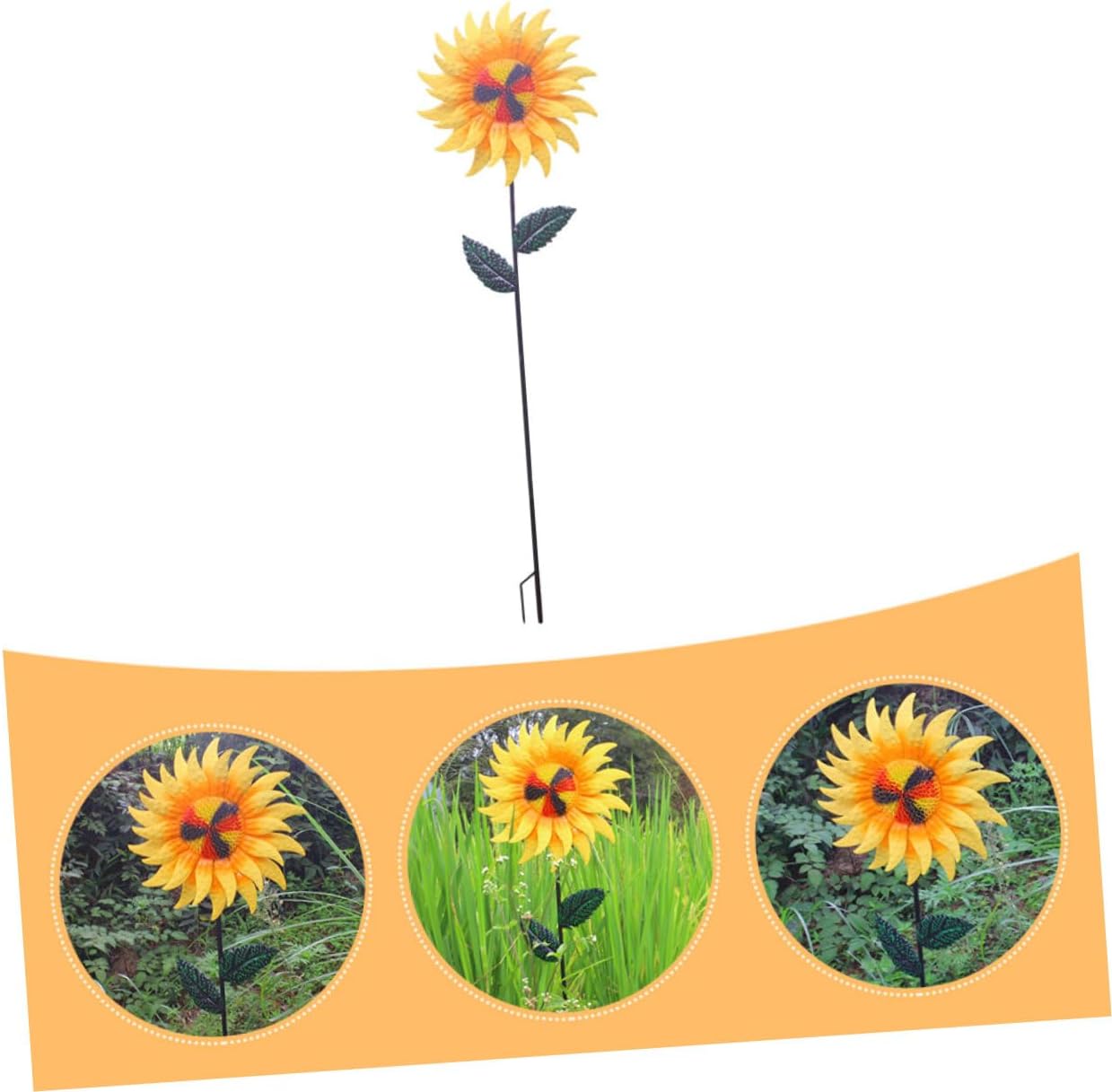 Mipcase Rotating Sunflower Windmill Ornament Garden Decor for Outdoor Spaces Vibrant Colors for Patio Eye-catching Pinwheel Decoration
