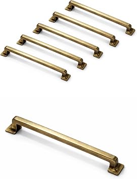 Canik Mobilya Kulpları, 5 Adet Metal, TV Ünitesi Yatak Odası Çekmece Vestiyer Mutfak Dolap Kulbu (Antik Sarı, 224 mm)