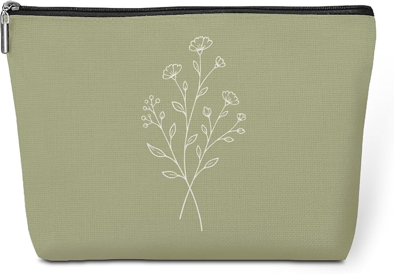 Necessaire jeilink com estampa floral, verde-sálvia, 24,89 x 5,08 x 17,78 cm