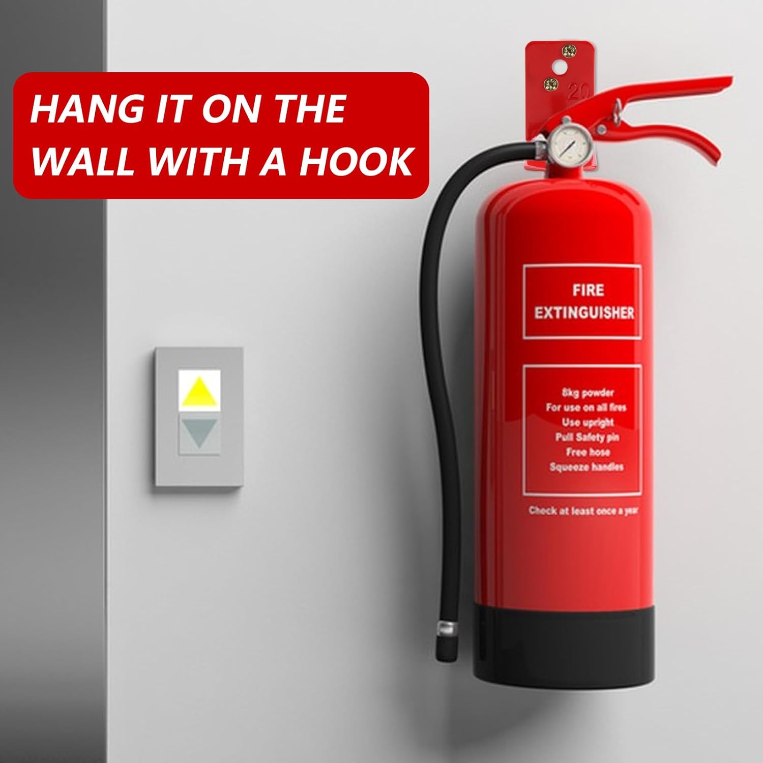 4 Pack Universal Fire Extinguisher Mounts & Brackets, Universal Fire Extinguisher Brackets and Holders Wall Hook Holder Hanger Max for The 15 to 20 Lb Extinguishers with Screws