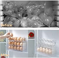 Vista 5 de Soporte para huevos abatible para 30 huevos, almacenamiento de huevos para refrigerador, contenedor de huevos de acrílico transparente de 3 niveles