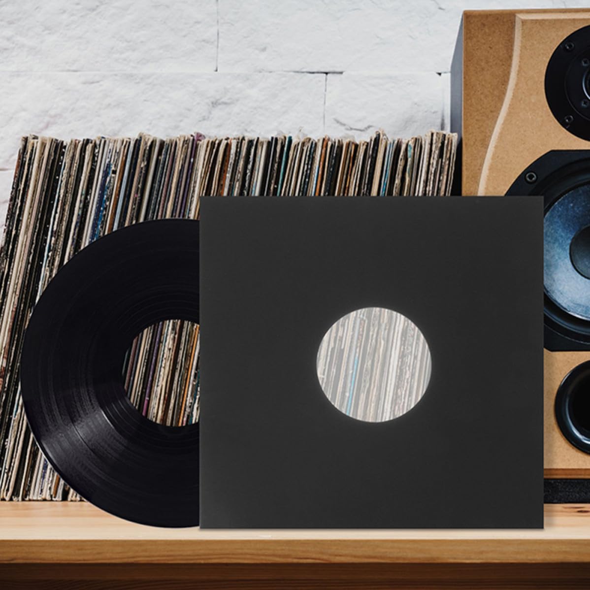 10pcs Inch Vinyl Record Sleeve Cover Black Kraft Paper | Po Liner, Easy-open Design, Sturdy Construction, for Vinyl Record Lovers