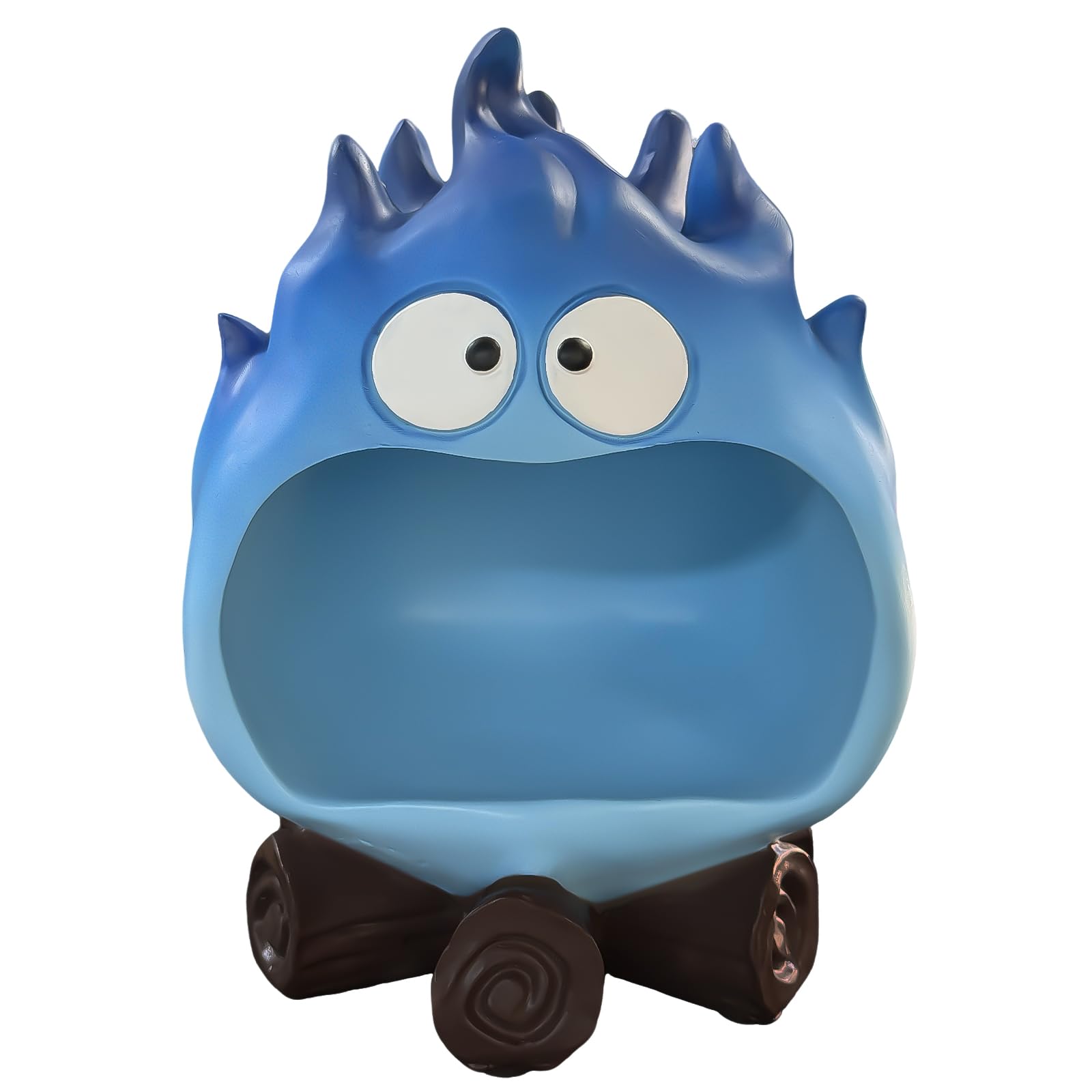 Dosker Funny Resin Flame Statue with Candy Dish & Key Dish, Entryway Table Candy Bowl Decor (Blue)