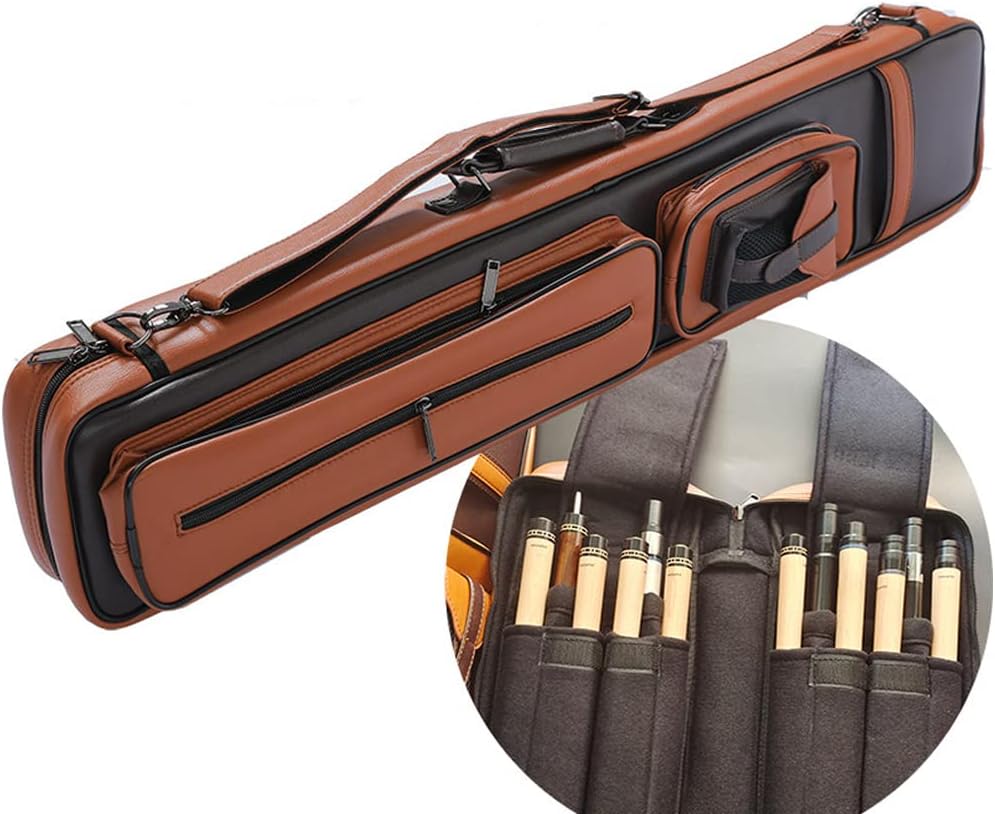 Pool Cue Case – Durable 4x4 & 4x5 Billiard Pool Cue Stick Carrying Case with Large Storage Space, Waterproof Billiards Accessories
