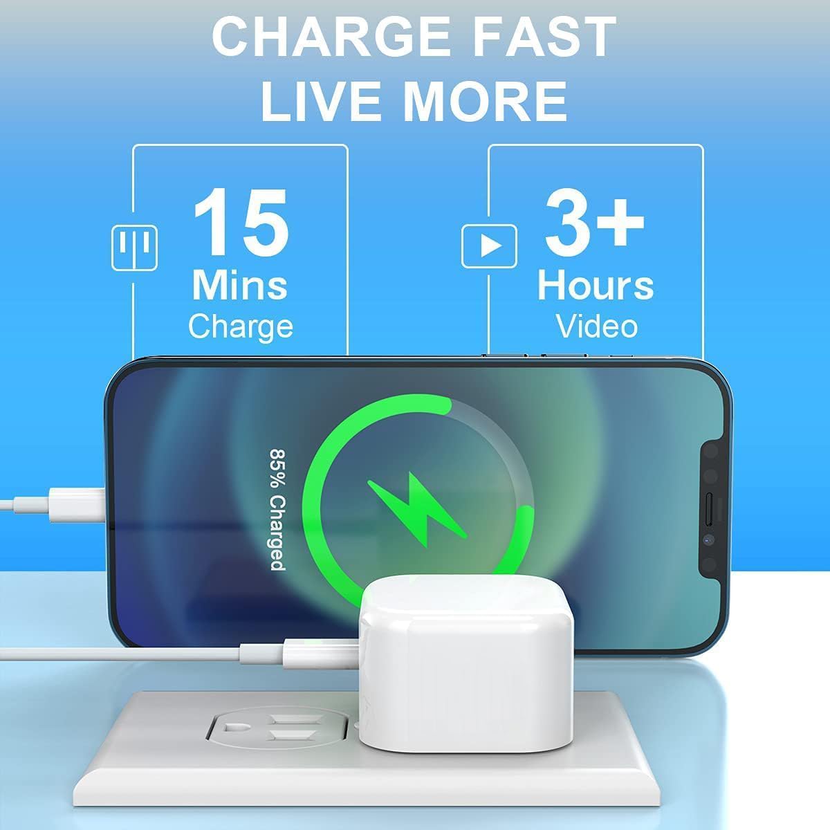 USB C Charger Plug,2Pack 40W USBC Fast Charge Plugs 4-Port Multi USB Plug UK Charging Compatible with iPhone17 16 16e 15 14 13 12 Pro Max Plus iPad,Multiport USC Wall Power Type C Mains Head — view 7
