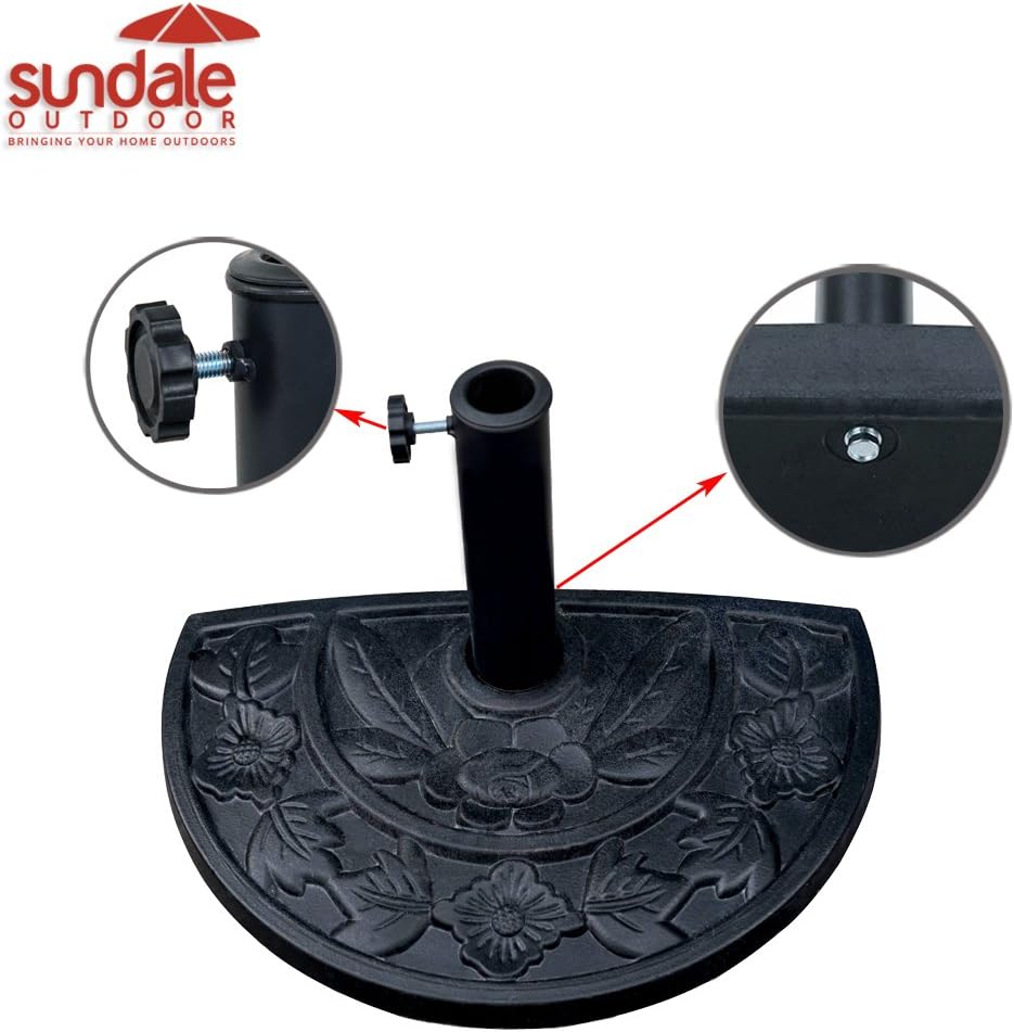 Sundale Outdoor Half Round Resin Umbrella Base for Half Patio Umbrella, Black