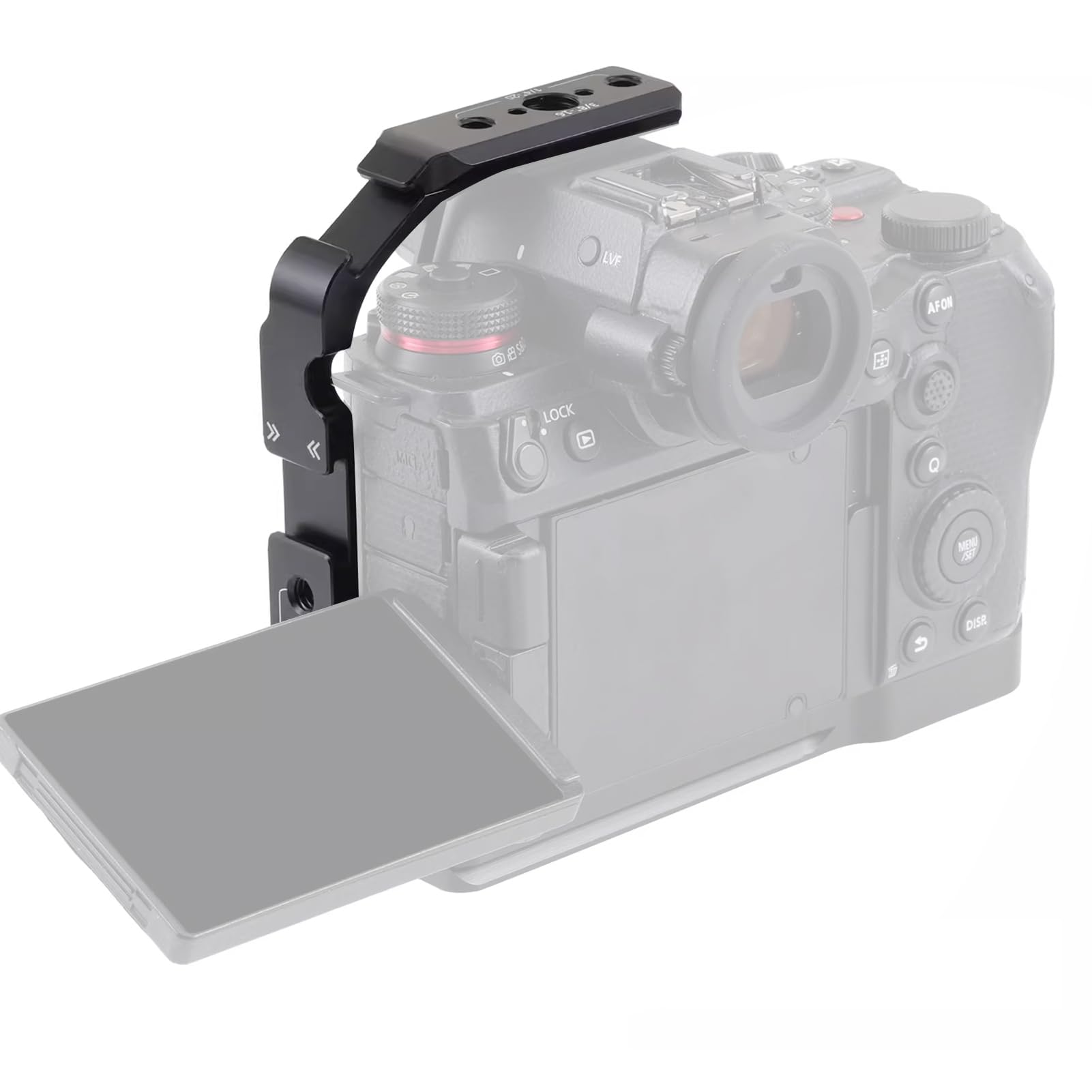 Halber Kamerakäfig für Lumix S1 II S1R II, Aluminium-Video-Rig mit Arca Swiss-Schnellwechselplatte, NATO-Schiene und Kaltschuh für Stativ-Kardanstabilisator, 1/4 3/8 Halterungen