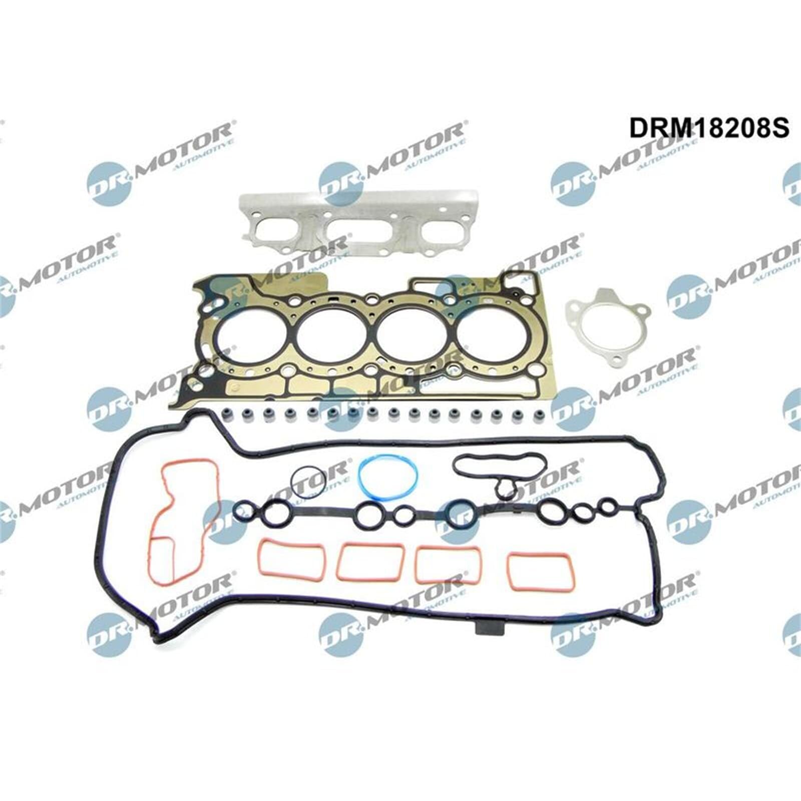 DR.MOTOR AUTOMOTIVE DRM18208S Kit guarnizioni Testata con guarnizione cappa testa del cilindro con guarnizione tenuta stelo valvola con guarnizione testata con guarnizione(i) collettore aspirazione