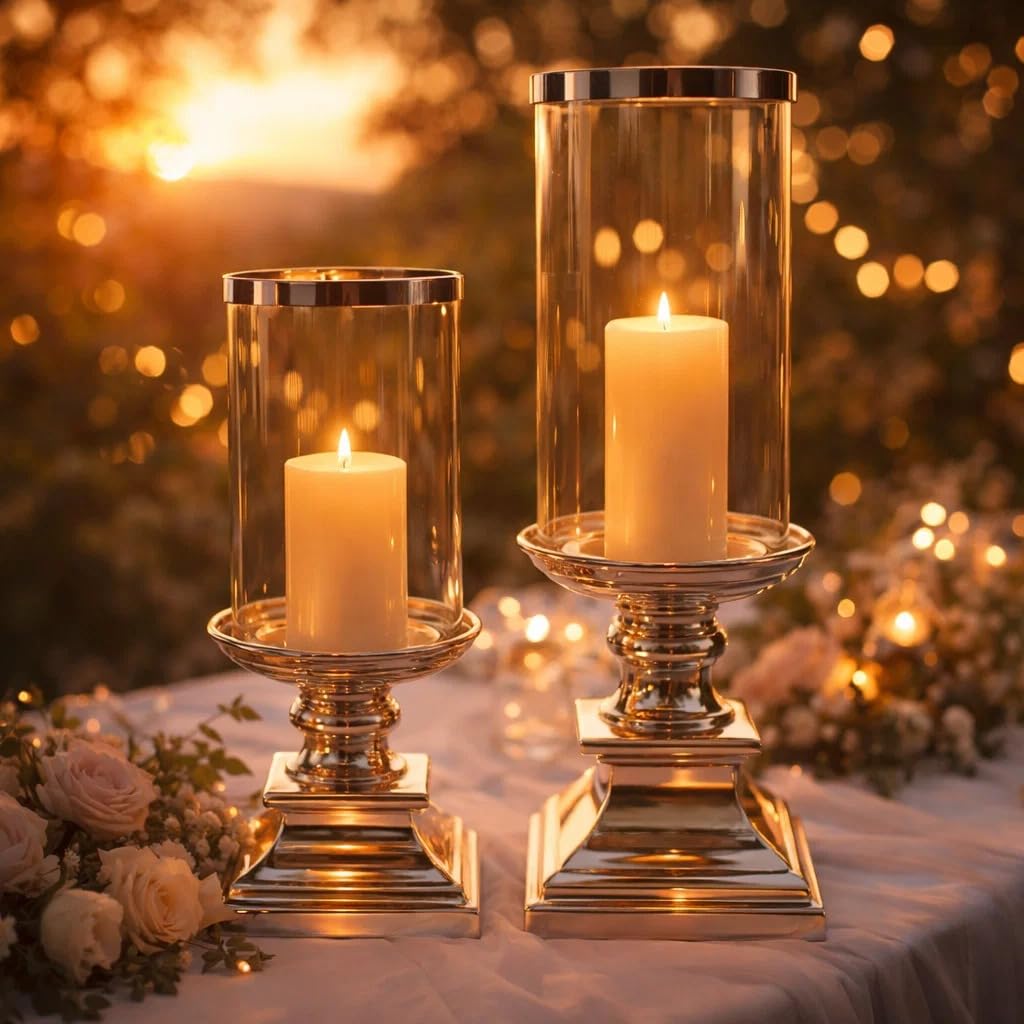 Eckig Windlicht Kerzenständer Kerzenleuchter Kerzen Silber Keramik (Groß)