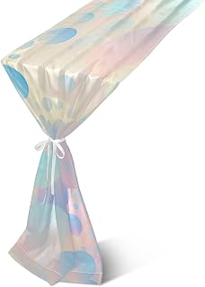 Chiffon Table Runner Pastel Rainbow Dinner Runners Rustic Tabletop Runner for Home Dining Room Decor, 18" x 108" Long
