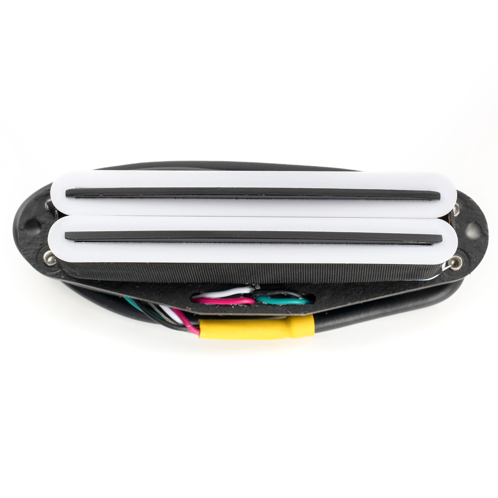 Musiclily Pro ST-DPHA Alnico 5 Rail Blade Humbucker Tonabnehmer im Single Coil Format Pickup 13,2K Super Distortion für Strat Style E-Gitarre, Weißer Korpus Schwarzer Rail