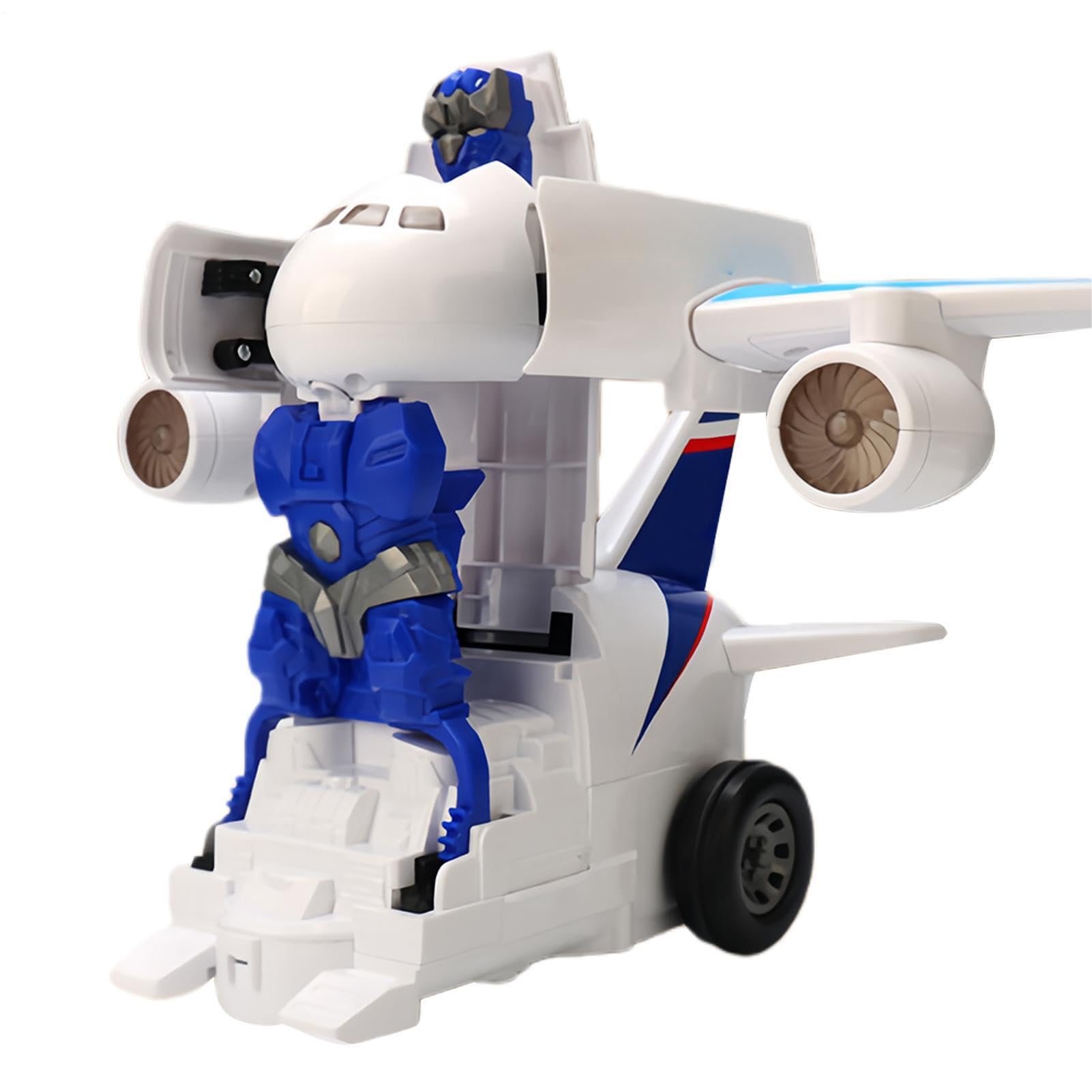 Kids Robot - 9.4x9.1x5.1inch Interactive Smart With Light & Sound | Battery Operated Transforming Plane Toys For Education Entertainment Interaction Birthday Christmas Children's Day