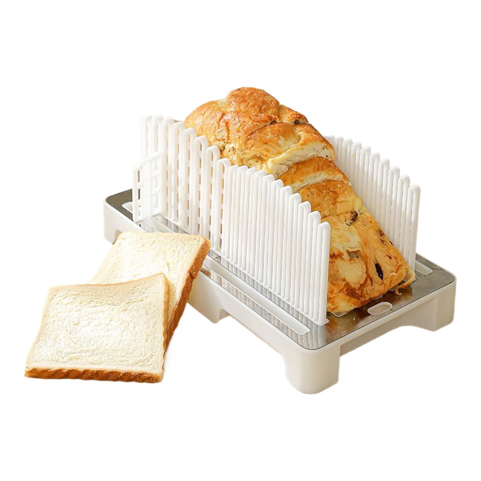 Cortador de pan con guía para conseguir rebanadas perfectas y sin migas en la cocina