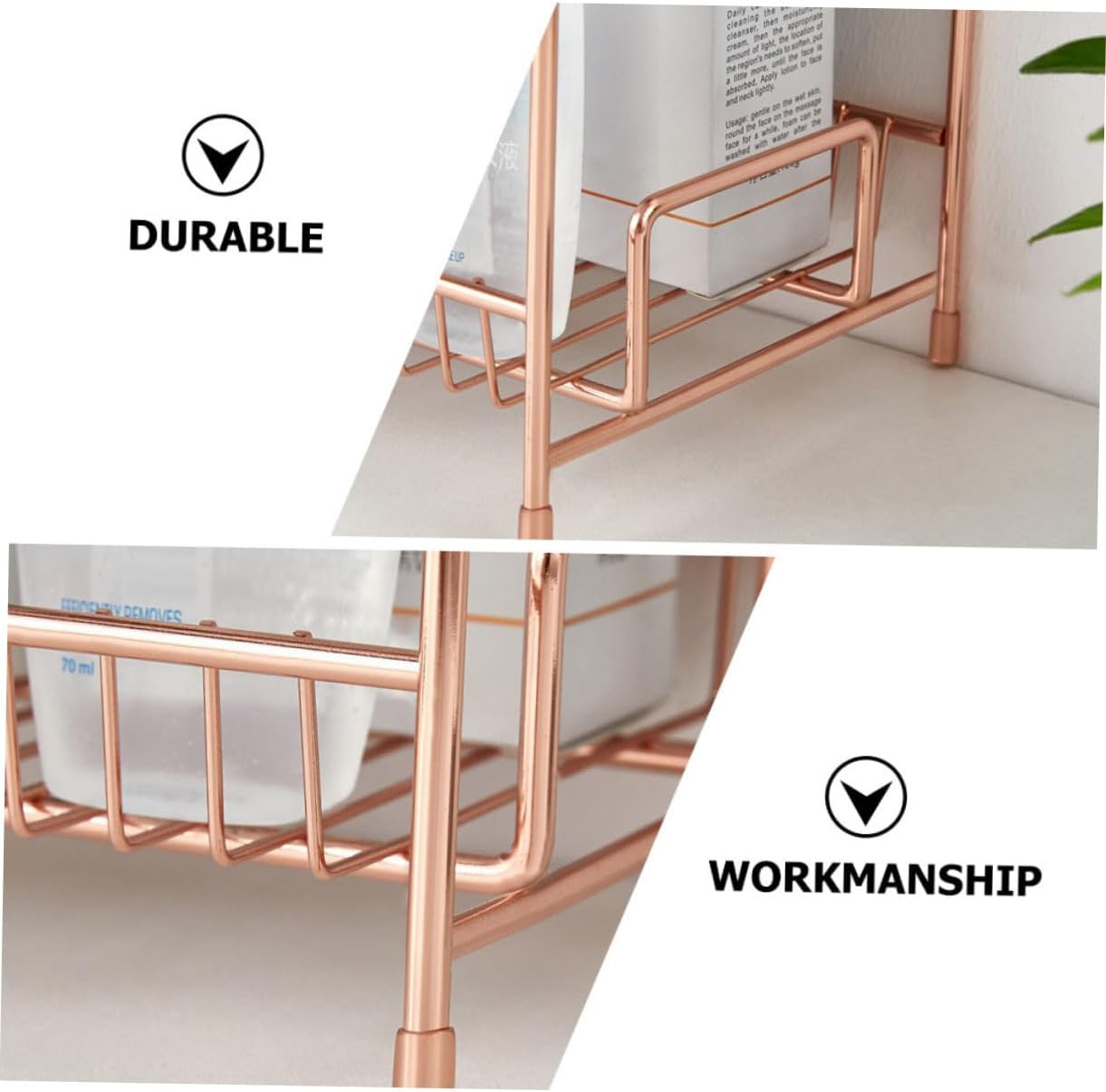 Dual-layer Cosmetics Organizer Rack for Desktop Home Use Iron Golden image 4